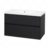 Opto, koupelnová skříňka s umyvadlem z litého mramoru 101 cm, černá (CN942M)