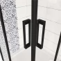Čtvercový sprchový kout BLACK SAFIR R101, 100x100 cm, se dvěma jednokřídlými dveřmi s pevnou stěnou, rohový vstup 