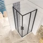 Čtvercový sprchový kout BLACK SAFIR R808, 80x80, se dvěma jednokřídlými dveřmi s pevnou stěnou, rohový vstup
