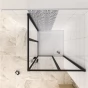 Čtvercový sprchový kout BLACK SAFIR R909, 90x90, se dvěma jednokřídlými dveřmi s pevnou stěnou, rohový vstup