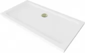 MEXEN/S - Flat sprchová vanička obdélníková slim 140 x 70, bílá + zlatý sifon 40107014G
