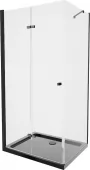 MEXEN/S - Lima sprchový kout zalamovací dveře 100 x 90, transparent, černý + Flat černá vanička se sifonem 856-100-090-70-00-4070B