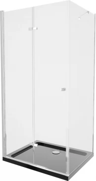 MEXEN/S - Lima sprchový kout zalamovací dveře 100 x 90, transparent, chrom + Flat černá vanička se sifonem 856-100-090-01-00-4070