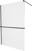 MEXEN/S - KIOTO Sprchová zástěna WALK-IN s poličkou a držákem ručníků 80 x 200, transparent 8 mm, černá 800-080-121-70-00