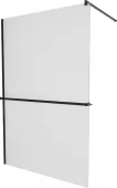 MEXEN/S - KIOTO Sprchová zástěna WALK-IN s poličkou a držákem ručníků 80 x 200, matné sklo 8 mm, černá 800-080-121-70-30