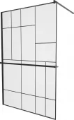MEXEN/S - KIOTO Sprchová zástěna WALK-IN s poličkou a držákem ručníků 80 x 200, transparent/černá 8 mm, černá 800-080-121-70-78
