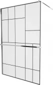 MEXEN/S - KIOTO Sprchová zástěna WALK-IN s poličkou a držákem ručníků 90 x 200, transparent/černá 8 mm, chrom 800-090-121-01-78