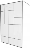 MEXEN/S - KIOTO samostatně stojící sprchová zástěna 100 x 200, transparent/černá vzor 8 mm, chrom 800-100-002-01-78