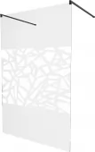 MEXEN/S - KIOTO samostatně stojící sprchová zástěna 100 x 200, transparent/bílá vzor 8 mm, černá 800-100-002-70-85