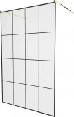 MEXEN/S - KIOTO samostatně stojící sprchová zástěna 130 x 200, transparent/černá vzor 8 mm, zlatá 800-130-002-50-77