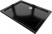 MEXEN/S - Flat sprchová vanička obdélníková slim 140 x 100 cm, černá + zlatý sifon 40701014G