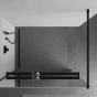 MEXEN/S - KIOTO Sprchová zástěna WALK-IN s poličkou a držákem ručníků 110 x 200, zrcadlové 8 mm, černá 800-110-121-70-50