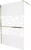 MEXEN/S - KIOTO Sprchová zástěna WALK-IN s poličkou a držákem ručníků 70 x 200, transparent/bílý vzor 8 mm, zlatá 800-070-121-50-85