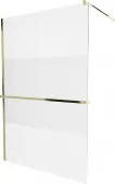 MEXEN/S - KIOTO Sprchová zástěna WALK-IN s poličkou a držákem ručníků 90 x 200, transparent 8 mm, zlatá 800-090-121-50-35