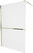 MEXEN/S - KIOTO Sprchová zástěna WALK-IN s poličkou a držákem ručníků 100 x 200, transparent 8 mm, zlatá 800-100-121-50-00