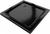 MEXEN/S - Flat Sprchová vanička čtvercová slim 100 x 100 cm, černá + černý sifon 40701010B