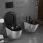 MEXEN - Lena Závěsná WC mísa včetně sedátka s slow-slim, duroplast, černá mat / stríbrný vzor 30224073