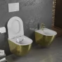 MEXEN - Lena Závěsná WC mísa včetně sedátka s slow-slim, duroplast, bílá/zlatá se vzorem 30224008
