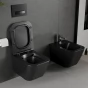 MEXEN - Madox Závěsná WC mísa Rimless včetně sedátka s slow, Duroplast, černá mat 30154070
