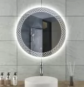Zrcadlo kruh průměr 60 cm s LED podsvíceným zdobeným okrajem - MMH6060R
