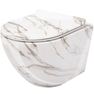 REA - Závěsná WC mísa včetně sedátka RIMLESS Carlos Slim Lava Shiny lesk REA-C0536
