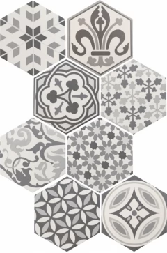 Dlažba Equipe Hexatile Harmony B&W 17,5x20