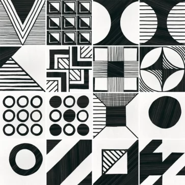 Dlažba Equipe Caprice Deco Patchwork B&W 20x20