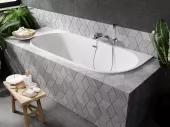 Asymetrická vana VICA SLIM+ bílá, sifon se štěrbinovým přepadem (VANVIC170SLIMZ)