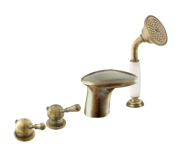 LABE - Vanová baterie 4-otvorová, Stará mosaz (Bronz), 1/2