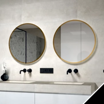 Zrcadlo v kovovém rámu s LED podsvícením po obvodu Nika LED 17/60 BLACK, černá