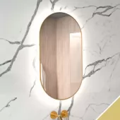 Zrcadlo v kovovém rámu s LED podsvícením po obvodu Nika LED 19/50 GOLD, zlatá