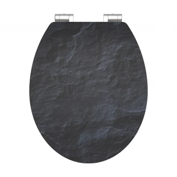 WC prkénko MDF Soft Close Black Stone High Gloss 80535