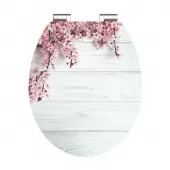 WC prkénko MDF Soft Close Flowers and Wood High Gloss 80549