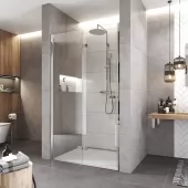Mereo Zalamovací sprchové dveře, Novea, 80x200 cm, chrom ALU, sklo Čiré, levé provedení (CK10813ZL)