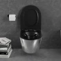 MEXEN - Lena Závěsná WC mísa včetně sedátka s slow-slim, duroplast, černá mat / stríbrná 30224074