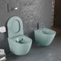 MEXEN - Lena Závěsná WC mísa Rimless včetně sedátka s slow, Duroplast, světle zelená mat 30224048