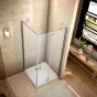 Sprchový kout MELODY F5 80x90 s jednokřídlými dveřmi s pevnou stěnou, (dveře 80 / boční stěna 90) včetně sprchové vaničky z litého mramoru