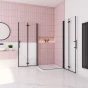 Sprchový kout MELODY BLACK R908, 90x80 se zalamovacími dveřmi