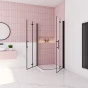 Sprchový kout MELODY BLACK R909, 90x90 se zalamovacími dveřmi  