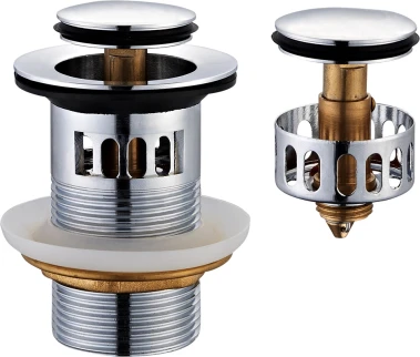 JB Sanitary Umyvadlová výpusť s přepadem a sítkem Click-Clack, celokovová, chrom, VK04 (242651)