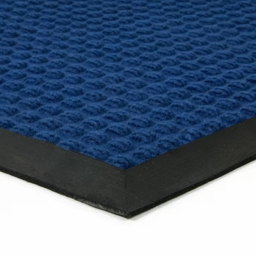 Modrá textilní gumová vstupní rohož FLOMA Little Squares - délka 120 cm, šířka 180 cm, výška 0,8 cm